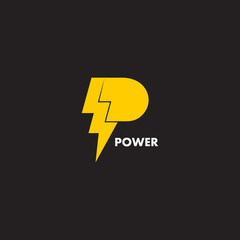 vector of letter p thunder energy flat geometric design