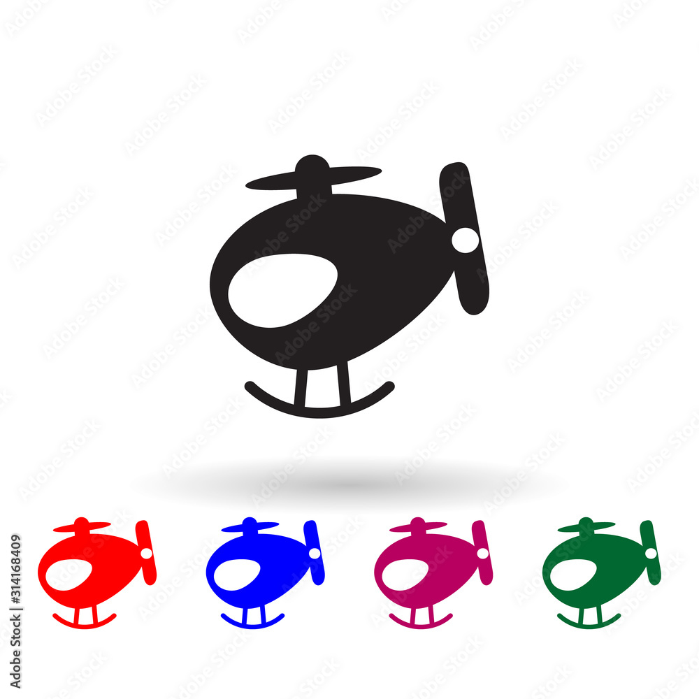 Poster small helicopter toy multi color icon. simple glyph, flat vector of toys icons for ui and ux, websit