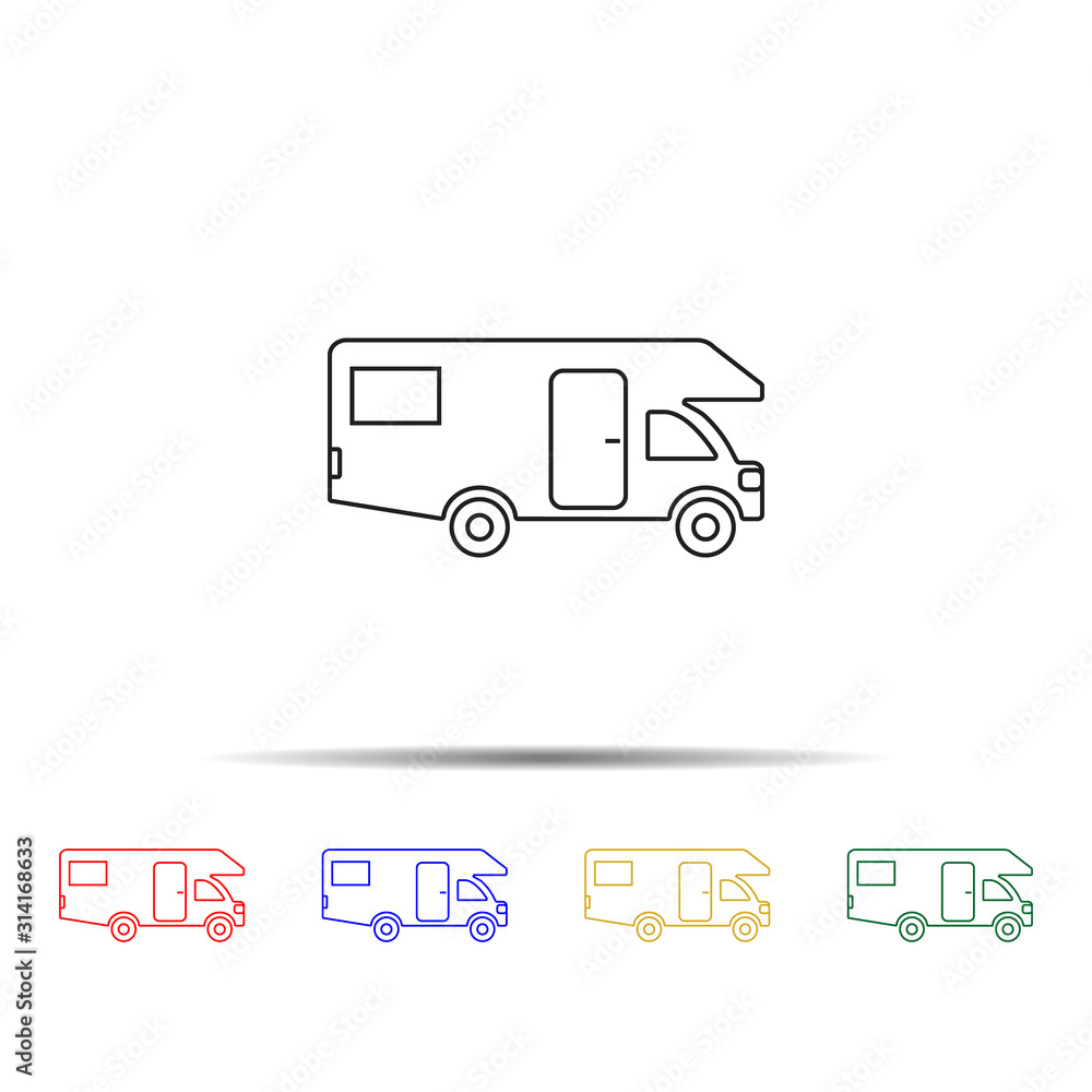 Poster caravan multi color style icon. simple thin line, outline vector of transport icons for ui and ux, w