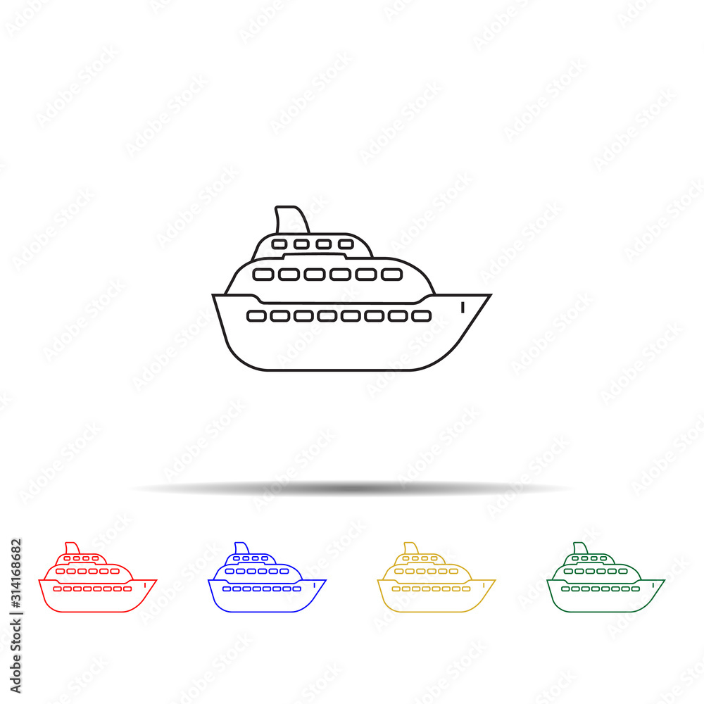 Poster liner ship multi color style icon. simple thin line, outline vector of transport icons for ui and ux