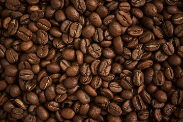 Roasted coffee beans. Back ground.