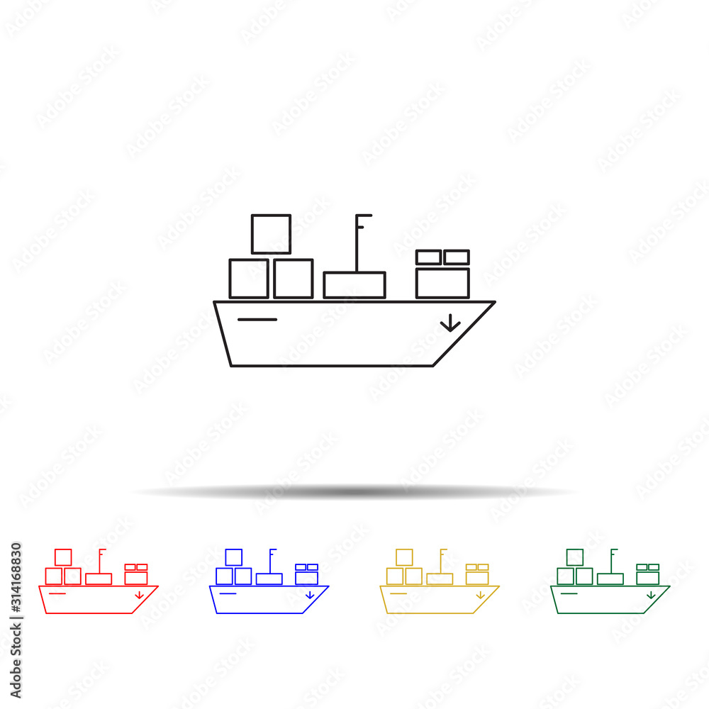 Aufkleber transport ship multi color style icon. simple thin line, outline vector of transport icons for ui an