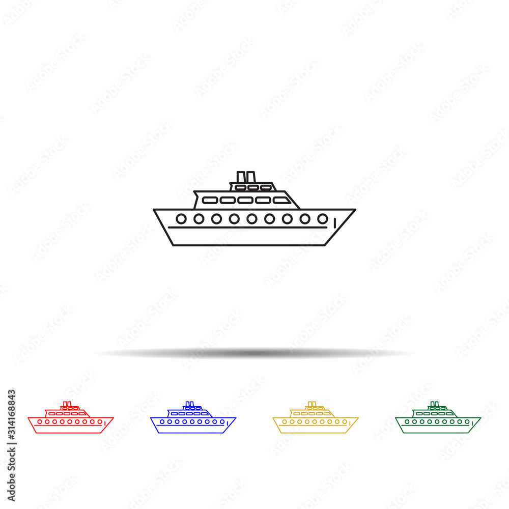 Poster swimming private yacht multi color style icon. simple thin line, outline vector of transport icons f