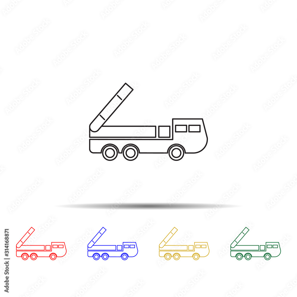 Poster missile truck multi color style icon. simple thin line, outline vector of transport icons for ui and