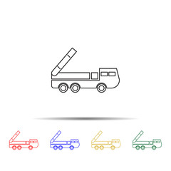 Missile truck multi color style icon. Simple thin line, outline vector of transport icons for ui and ux, website or mobile application