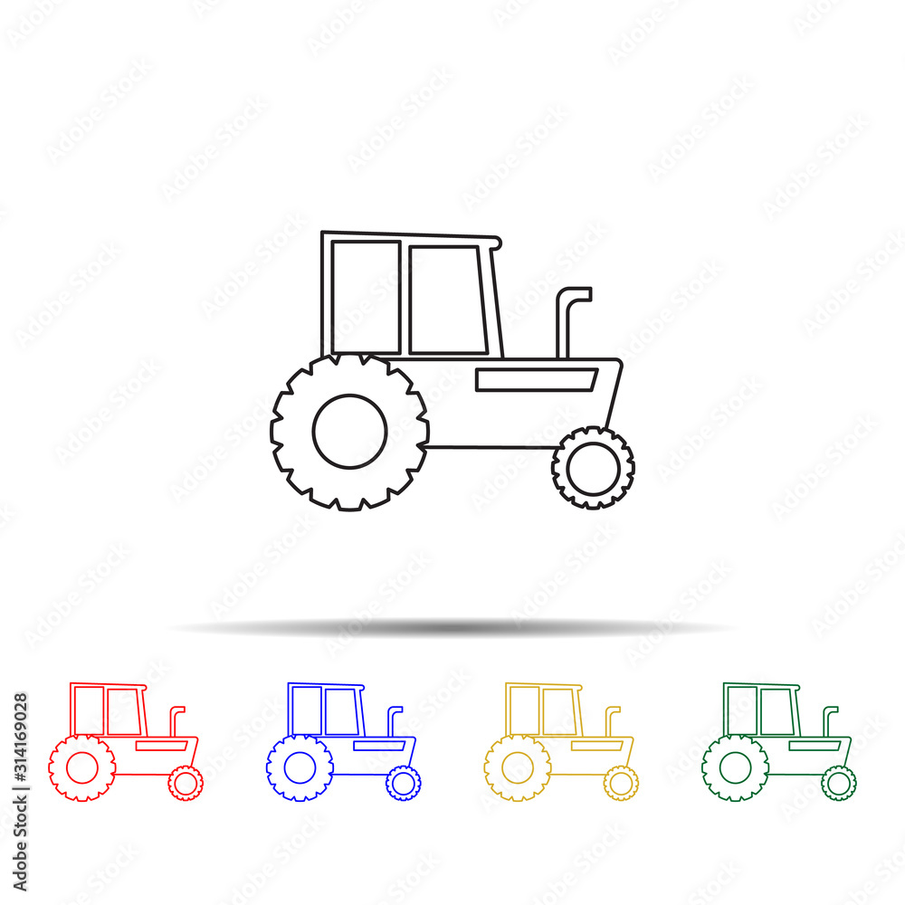 Poster tractor multi color style icon. simple thin line, outline vector of transport icons for ui and ux, w