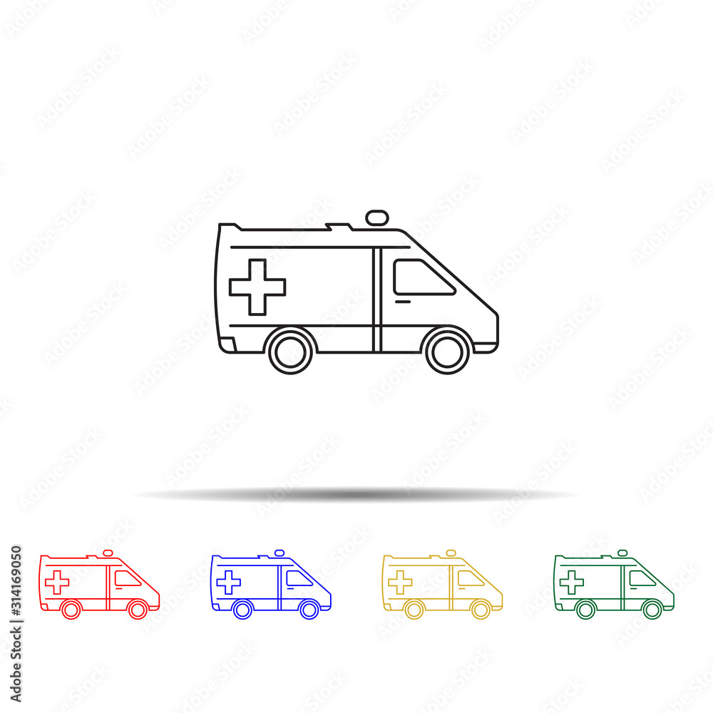 Poster ambulance multi color style icon. simple thin line, outline vector of transport icons for ui and ux,