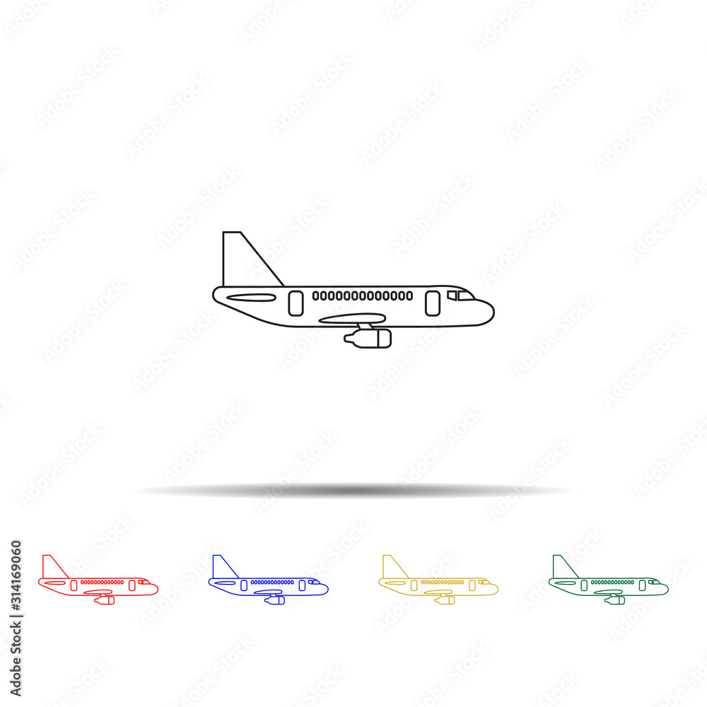 Poster plane multi color style icon. simple thin line, outline vector of transport icons for ui and ux, web