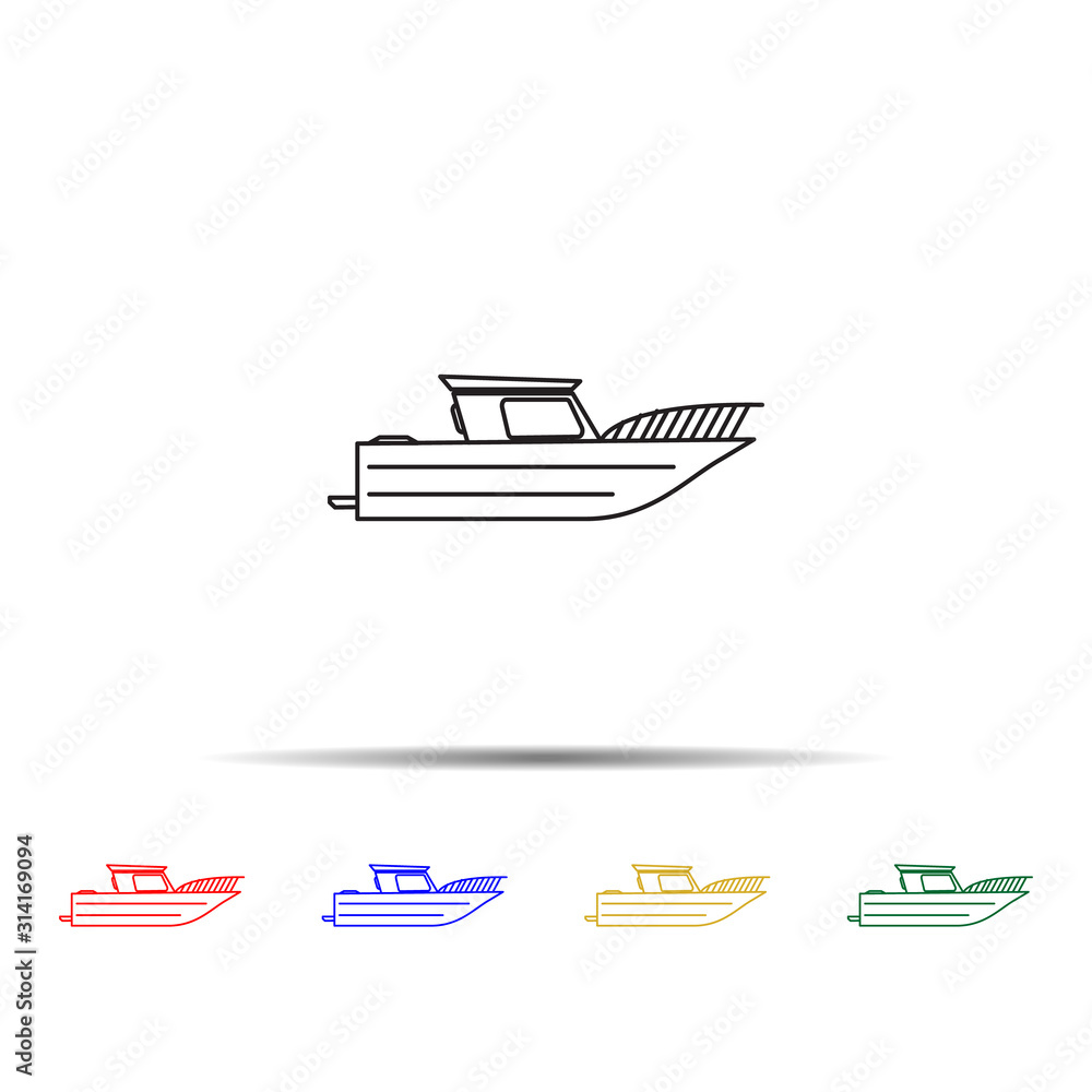Poster swimming private yacht multi color style icon. simple thin line, outline vector of transport icons f