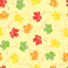 Vector Maple Leaves seamless pattern. Hand drawn Sketch Leaf. Floral background. Foliage.