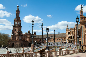 Fototapeta na wymiar Seville Spain, view of the plaza de espana built for the 1929 Ibero-American Exposition