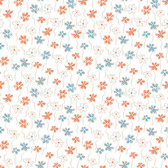 Fototapeta na wymiar Summer floral background. Tiny flowers - Vector seamless pattern
