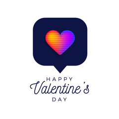 Valentine rainbow heart Like counter, comment follower and notification symbol vector illustration isolated on white background.