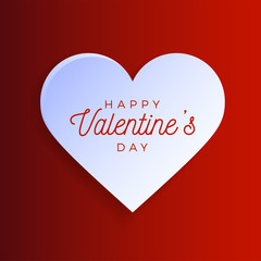 Valentine day abstract background with white cut paper heart. Vector illustration