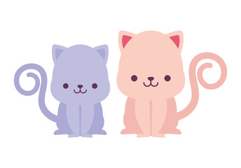 kawaii cats cartoons vector design