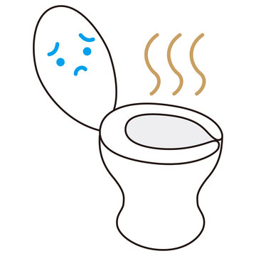 汚い　洋式トイレ　臭う　困った顔　擬人化　キャラクター　イメージ