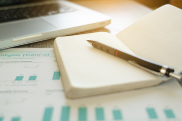 business data analyst workplace with essential equipment