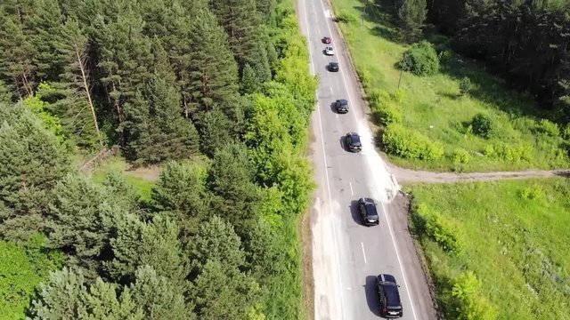 convoy of vehicles the view from the top