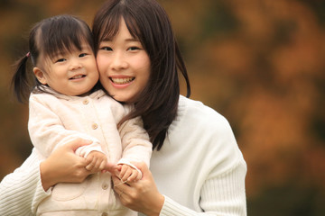 笑顔の親子