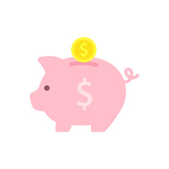 Piggy bank with dollar coin