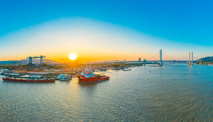 Scenic view of the Weijiang Pier in Fuzhou City, Fujian Province, China