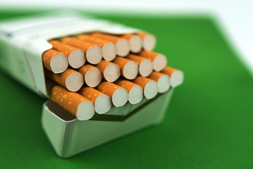  cigarettes with tobacco close-up.