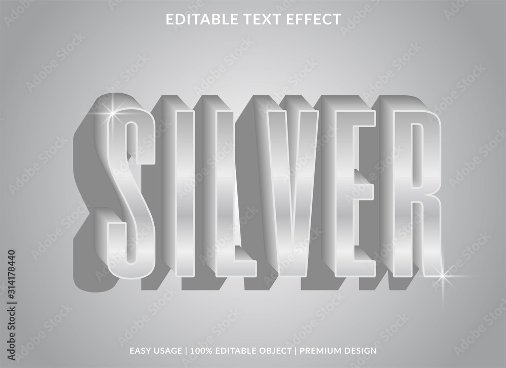 Poster silver text effect template with silver type style and elengant concept use for exclusive sign and l