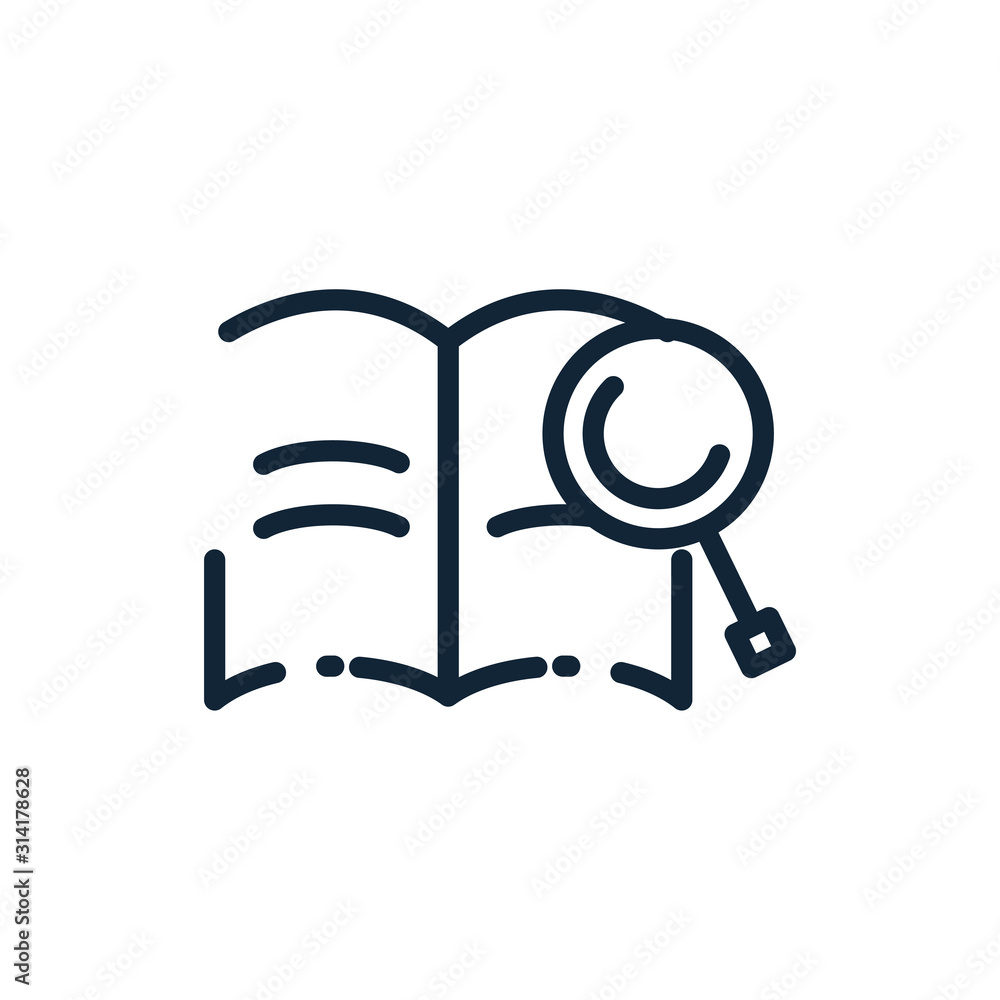 Poster isolated lupe and open book vector design