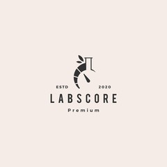 lab leaf test meter level logo vintage retro hipster vector icon