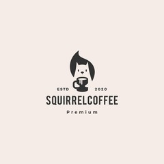 squirrel coffee mug drink logo vector icon illustration hipster vintage retro © gaga vastard