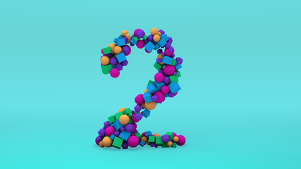 Number Two formed with geometric shapes