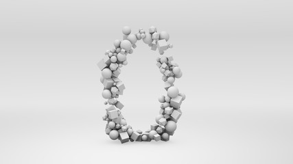 Number Zero formed with geometric shapes