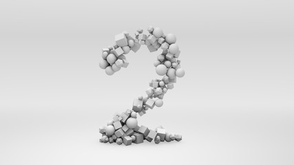 Number Two formed with geometric shapes