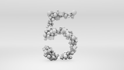 Number Five formed with geometric shapes