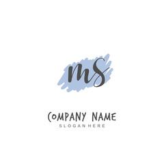 Handwritten initial letter M S MS for identity and logo. Vector logo template with handwriting and signature style.