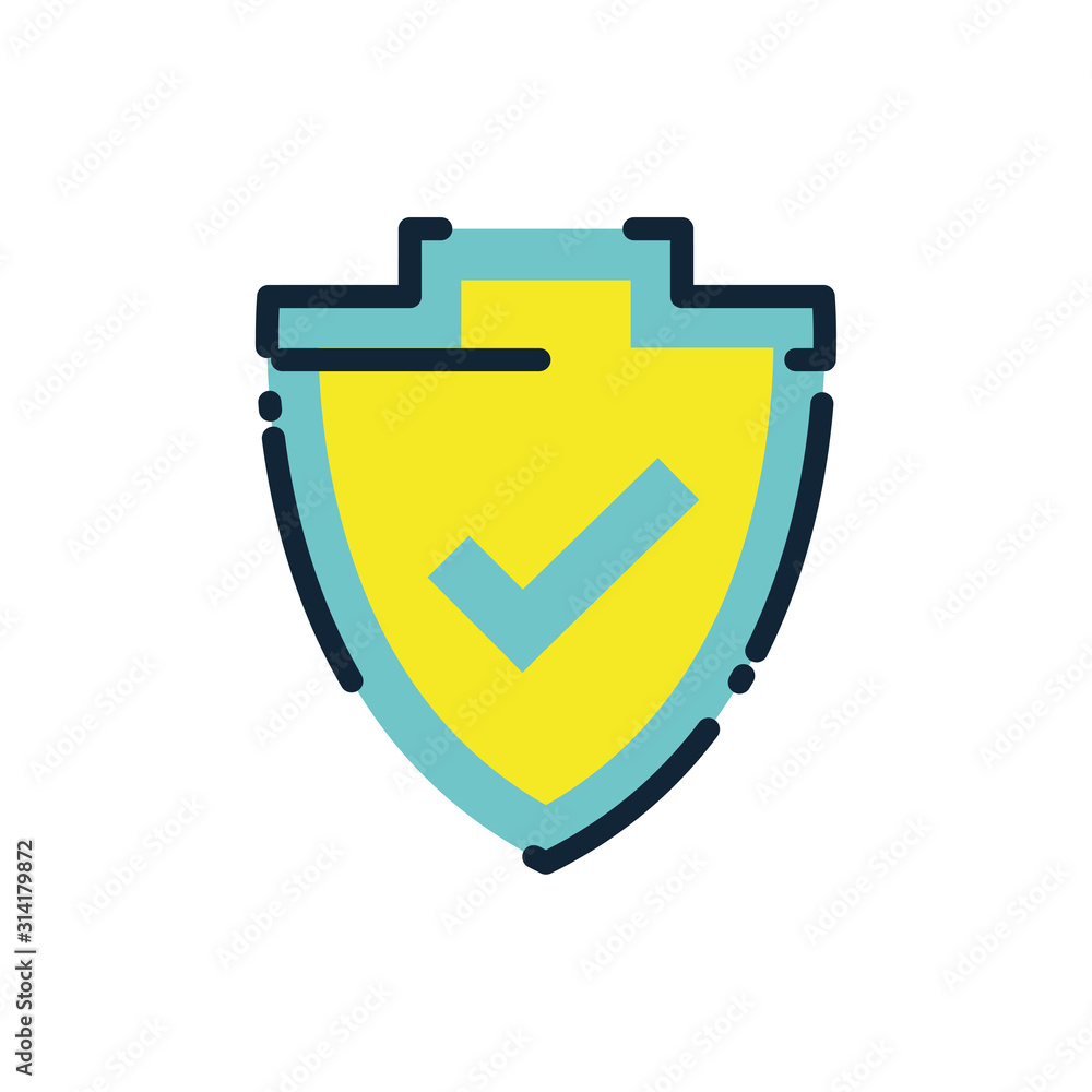 Poster shield and check mark of security system vector design