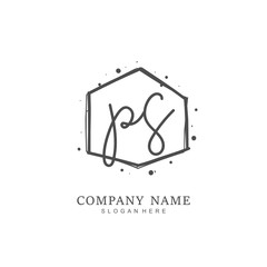 Handwritten initial letter P S PS for identity and logo. Vector logo template with handwriting and signature style.