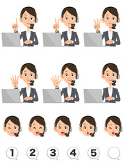 ノートパソコンを操作するエプロンをつけた女性