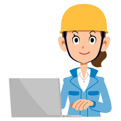 指で数字を示す、オペレーターの女性