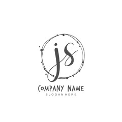Handwritten initial letter J S JS for identity and logo. Vector logo template with handwriting and signature style.