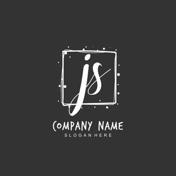Handwritten initial letter J S JS for identity and logo. Vector logo template with handwriting and signature style.