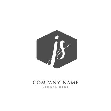 Handwritten initial letter J S JS for identity and logo. Vector logo template with handwriting and signature style.