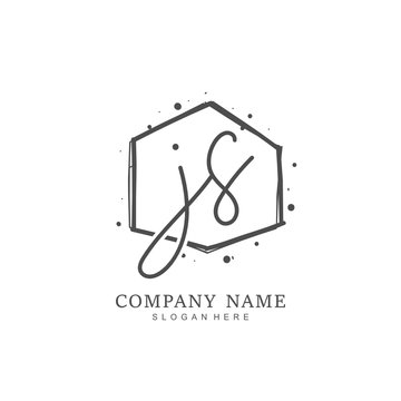 Handwritten initial letter J S JS for identity and logo. Vector logo template with handwriting and signature style.