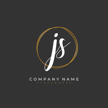 Handwritten initial letter J S JS for identity and logo. Vector logo template with handwriting and signature style.