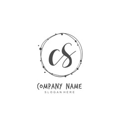 Handwritten initial letter C S CS for identity and logo. Vector logo template with handwriting and signature style.