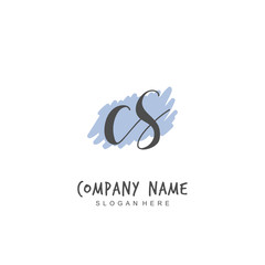 Handwritten initial letter C S CS for identity and logo. Vector logo template with handwriting and signature style.