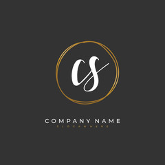 Handwritten initial letter C S CS for identity and logo. Vector logo template with handwriting and signature style.