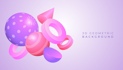 3d geometric shapes background with pastel gradient color, applicable for wallpaper, poster, banner