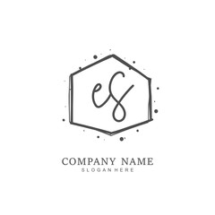 Handwritten initial letter E S ES for identity and logo. Vector logo template with handwriting and signature style.