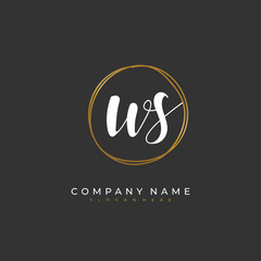 Handwritten initial letter W S WS for identity and logo. Vector logo template with handwriting and signature style.